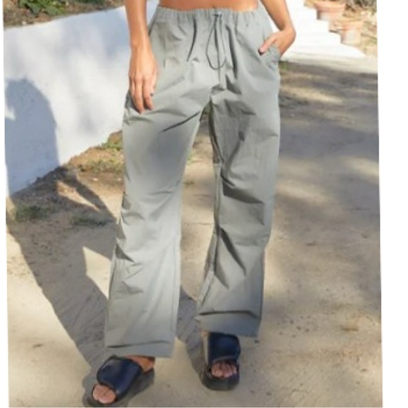 OAK + FORT Pants - Oak and Fort Nylon Parachute Pants, Sedona Sage Green, Size XXS